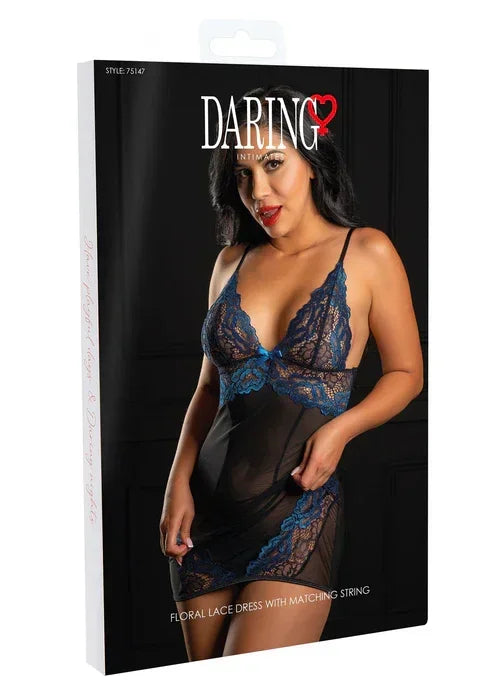 Floral lace dress with string by Daring Intimates - Happytoys Sexshop: online sex shop for Feeling Happy & Easy 😊 - Discreet geleverd