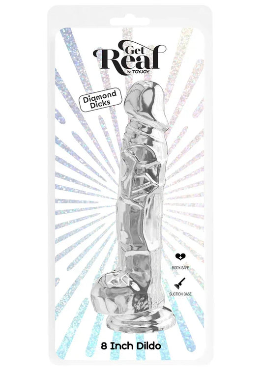 Get Real Clear Dildo with Balls 8' by ToyJoy - Happytoys Sexshop: Toys for Feeling Happy & Easy π - Discreet geleverd