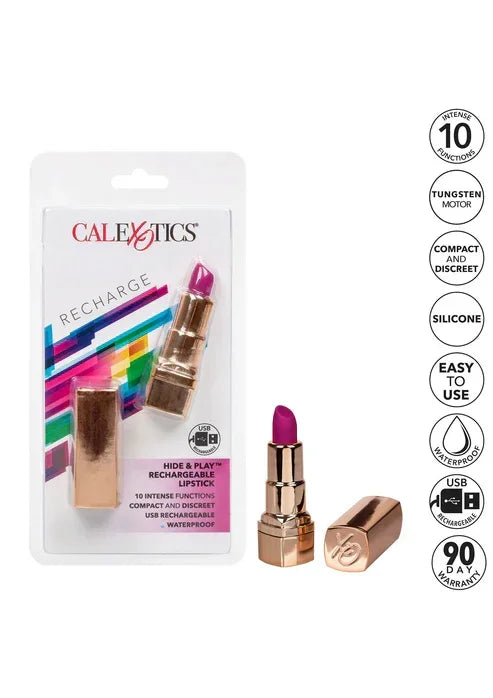 Bestel: Hide & Play Lipstick Rechargeable by CalExotics - bij Happytoys.nl, happytoys.be, Happytoys.ae: erotische sex webshop | liever Happy dan Easy ⭐⭐⭐⭐⭐