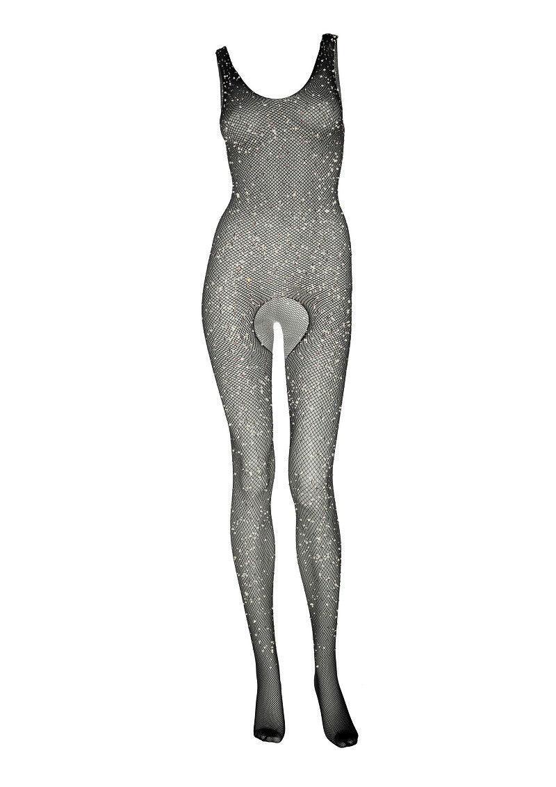 Leg Avenue Bodystocking met open kruis, bezet met strass steentjes - Happytoys Sexshop: Toys for Feeling Happy & Easy π - Discreet geleverd
