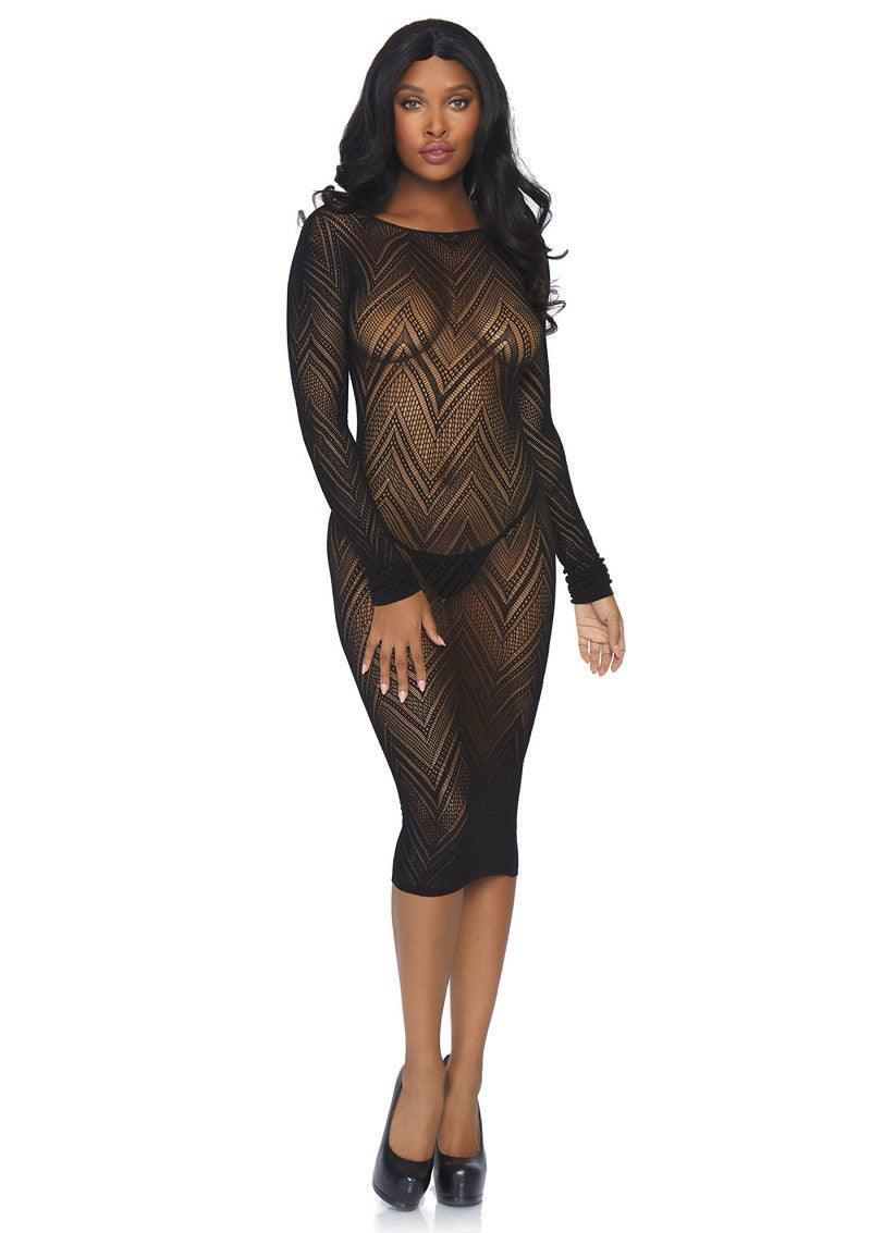 Leg Avenue Long sleeved body con dress - Happytoys Sexshop: Toys for Feeling Happy & Easy π - Discreet geleverd