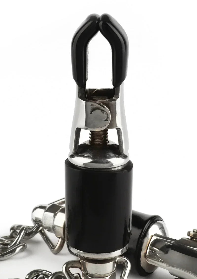 Bestel: Barrel Tit Clamps With Chain by Mr. Steel - bij Happytoys.nl, happytoys.be, Happytoys.ae: erotische sex webshop | liever Happy dan Easy ⭐⭐⭐⭐⭐
