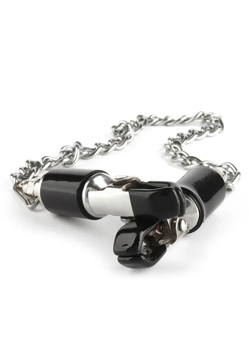 Bestel: Barrel Tit Clamps With Chain by Mr. Steel - bij Happytoys.nl, happytoys.be, Happytoys.ae: erotische sex webshop | liever Happy dan Easy ⭐⭐⭐⭐⭐