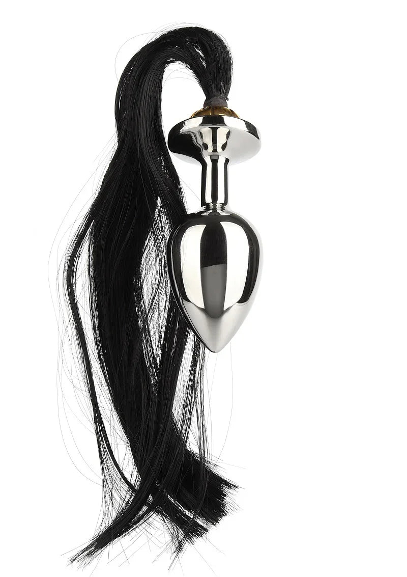 Bestel: Black Hair Pony Tail Rosebud by Mr. Steel - bij Happytoys.nl, happytoys.be, Happytoys.ae: erotische sex webshop | liever Happy dan Easy ⭐⭐⭐⭐⭐