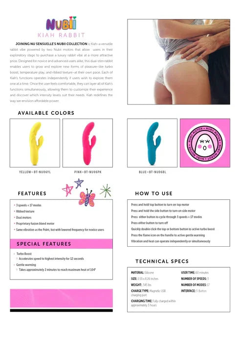 Nubii Kiah Rabbit by Nu Sensuelle - Happytoys Sexshop: online sex shop for Feeling Happy & Easy 😊 - Discreet geleverd