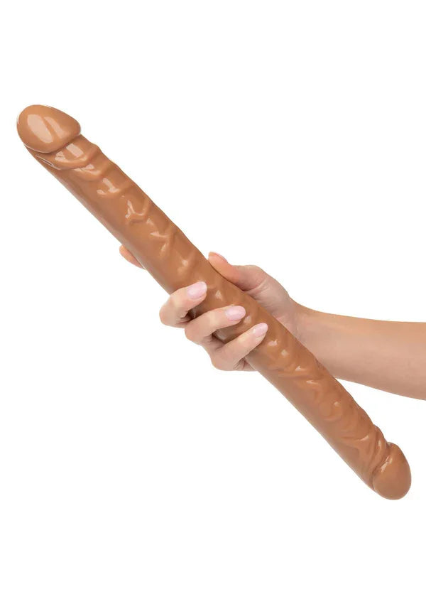 Size Queen Double Dong Brown 17 inch by CalExotics - Happytoys Sexshop: online sex shop for Feeling Happy & Easy 😊 - Discreet geleverd