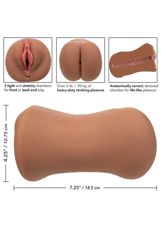 Stroke It Dual Entry Pussy Ass Brown by CalExotics - Happytoys Sexshop: Toys for Feeling Happy & Easy 😊 - Discreet geleverd