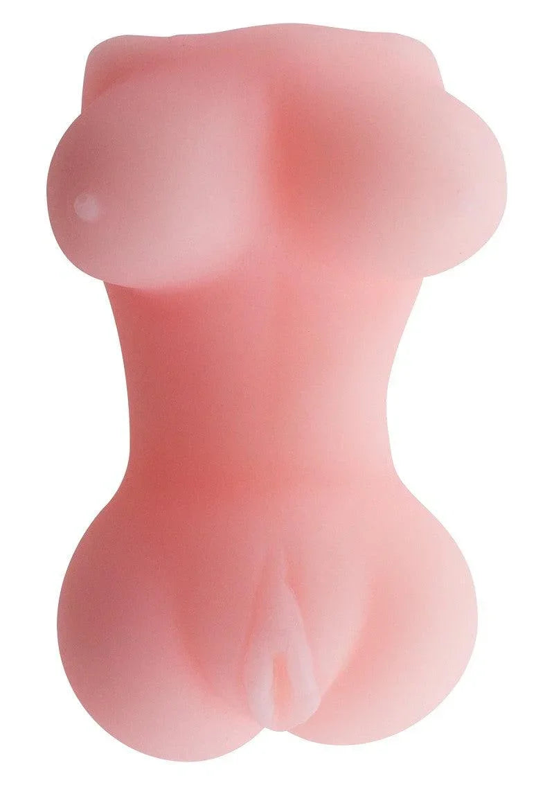 Pink realistic female torso masturbator sex toy with breasts and vaginal detail
