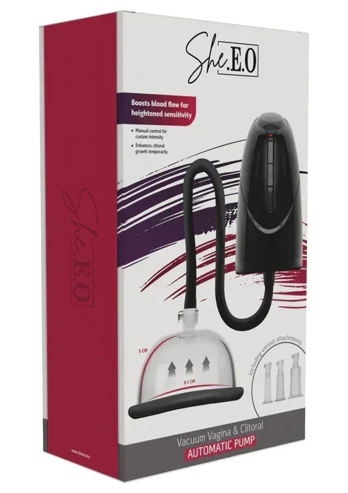 Bestel: Vacuum Vagina & Clitoral Automatic Pump by She.E.O. - bij Happytoys.nl, happytoys.be, Happytoys.ae: erotische sex webshop | liever Happy dan Easy ⭐⭐⭐⭐⭐