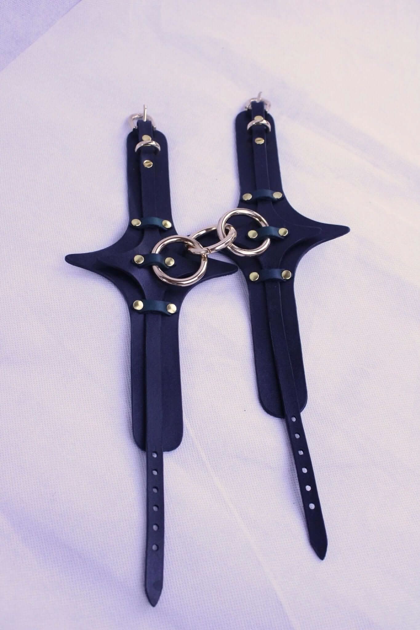 Leather Handcuffs for Play Fantasy Wrist Cuffs for Submissive Bondage