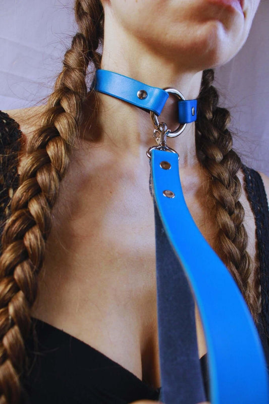 Choker Collar BDSM Choker with Leash - Discreet Collar - Happytoys Sexshop: online sex shop for Feeling Happy & Easy 😊 - Discreet geleverd