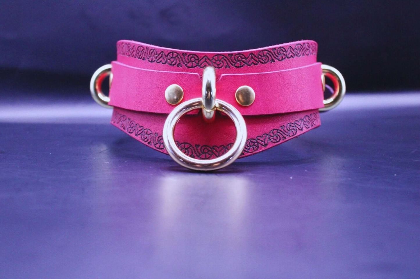 Collars For Women Pink Heart Pattern Choker with O-Ring