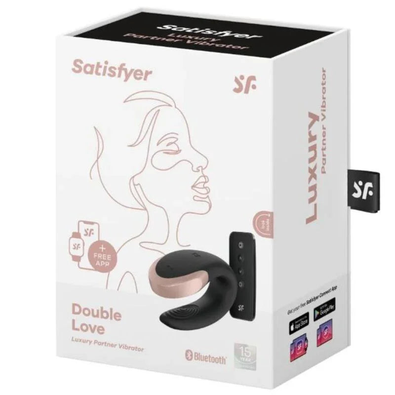 SATISFYER - DOUBLE LOVE LUXURY PARTNER VIBRATOR BLACK - Happytoys Sexshop: online sex shop for Feeling Happy & Easy 😊 - Discreet geleverd