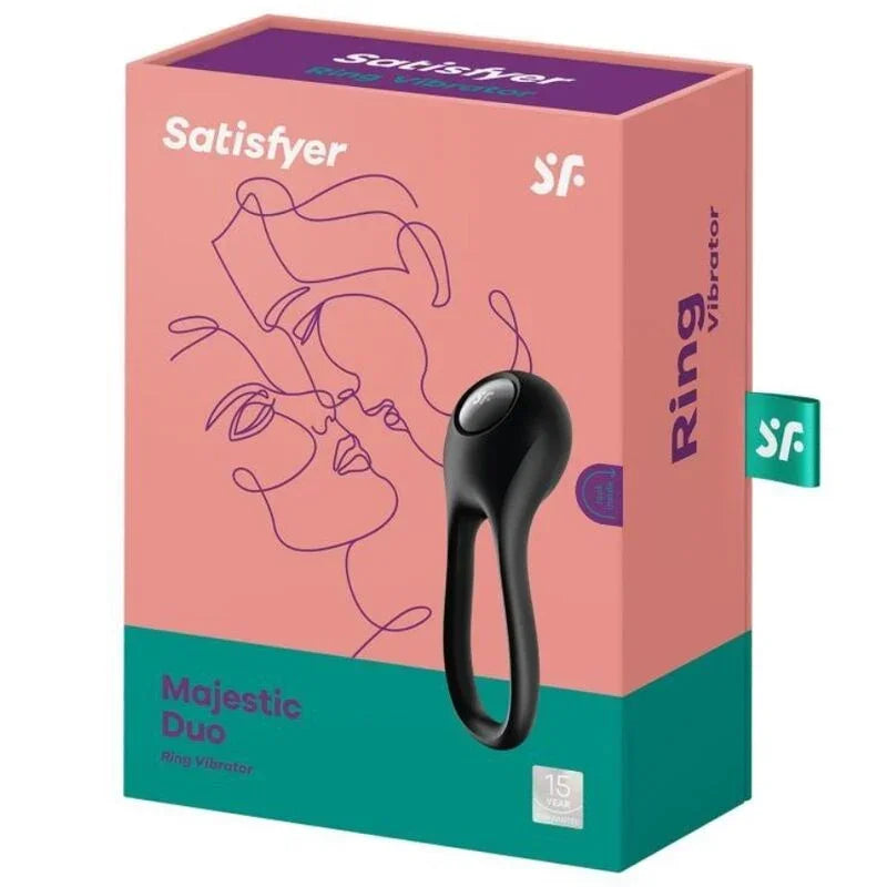 SATISFYER - MAJESTIC DUO RING VIBRATOR BLACK - Happytoys Sexshop: online sex shop for Feeling Happy & Easy 😊 - Discreet geleverd