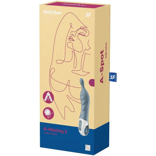 SATISFYER - AMAZING 2 ASPOT VIBRATOR GREY - Happytoys Sexshop: online sex shop for Feeling Happy & Easy 😊 - Discreet geleverd