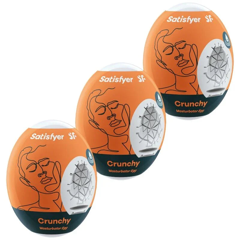 SATISFYER - 3 MASTURBATOR EGGS CRUNCHY - Happytoys Sexshop: online sex shop for Feeling Happy & Easy 😊 - Discreet geleverd