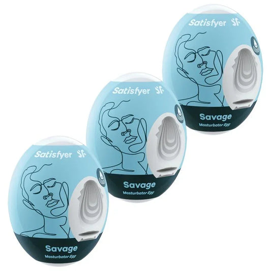 SATISFYER - 3 MASTURBATOR EGGS SAVAGE - Happytoys Sexshop: online sex shop for Feeling Happy & Easy 😊 - Discreet geleverd