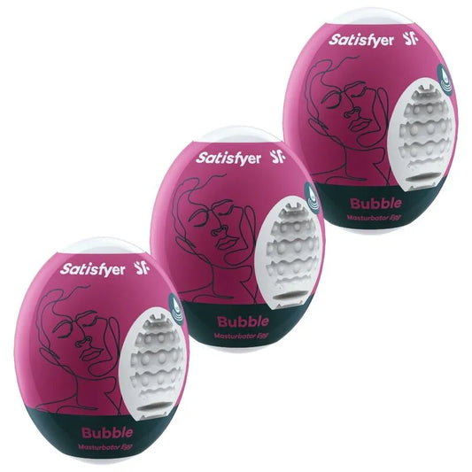 SATISFYER - 3 MASTURBATOR EGGS BUBBLE - Happytoys Sexshop: online sex shop for Feeling Happy & Easy 😊 - Discreet geleverd