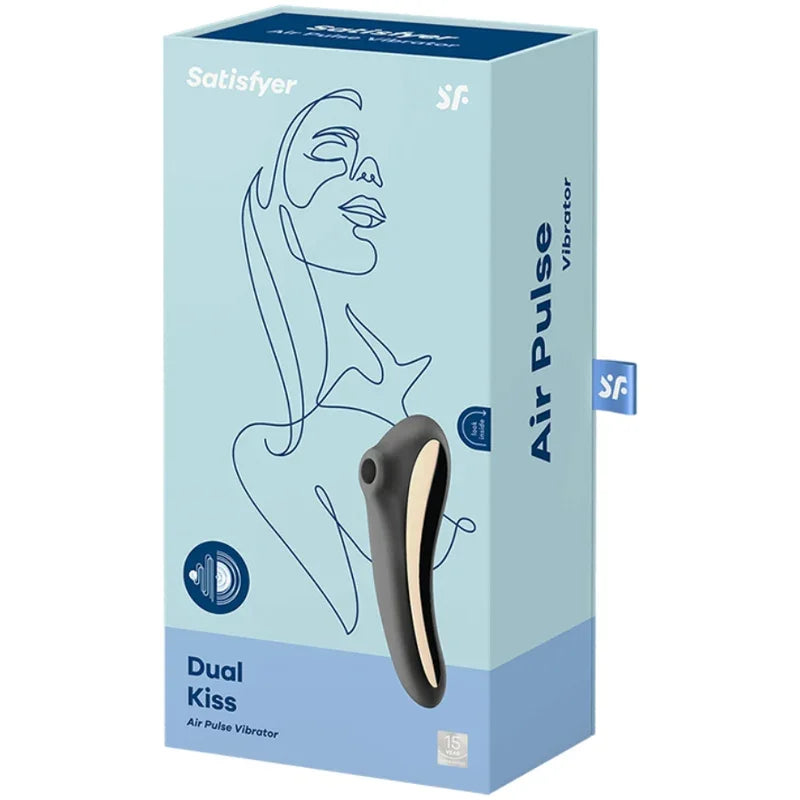 SATISFYER - DUAL KISS AIR PULSE VIBRATOR BLACK - Happytoys Sexshop: online sex shop for Feeling Happy & Easy 😊 - Discreet geleverd