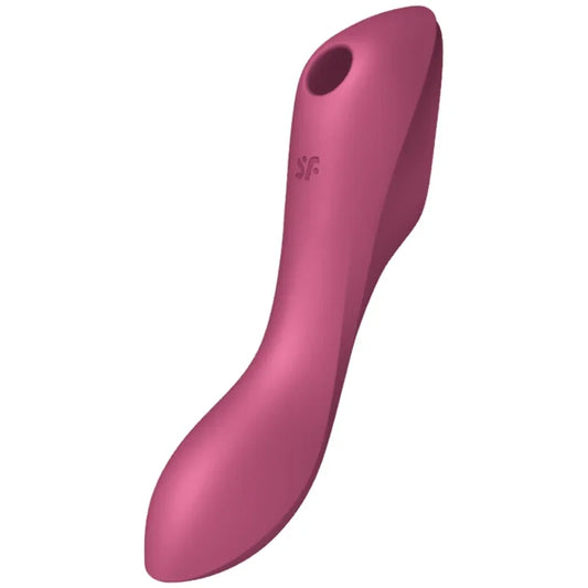SATISFYER - CURVY TRINITY 3 AIR PULSE VIBRATOR RED - Happytoys Sexshop: online sex shop for Feeling Happy & Easy 😊 - Discreet geleverd