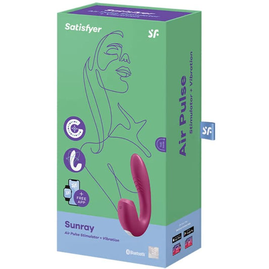 SATISFYER - SUNRAY STIMULATOR AND VIBRATOR APP RED - Happytoys Sexshop: online sex shop for Feeling Happy & Easy 😊 - Discreet geleverd