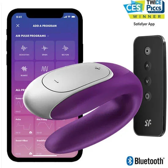 SATISFYER - DOUBLE FUN PARTNER VIBRATOR PURPLE - Happytoys Sexshop: online sex shop for Feeling Happy & Easy 😊 - Discreet geleverd