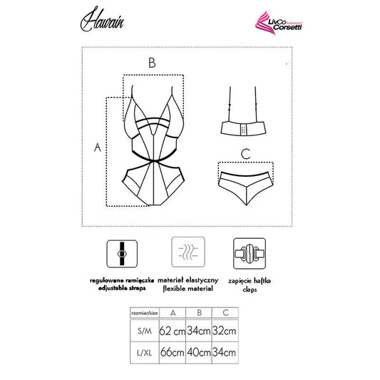 LIVCO CORSETTI FASHION - HAWAIN LC 90665 BODY BLACK - Happytoys Sexshop: online sex shop for Feeling Happy & Easy 😊 - Discreet geleverd