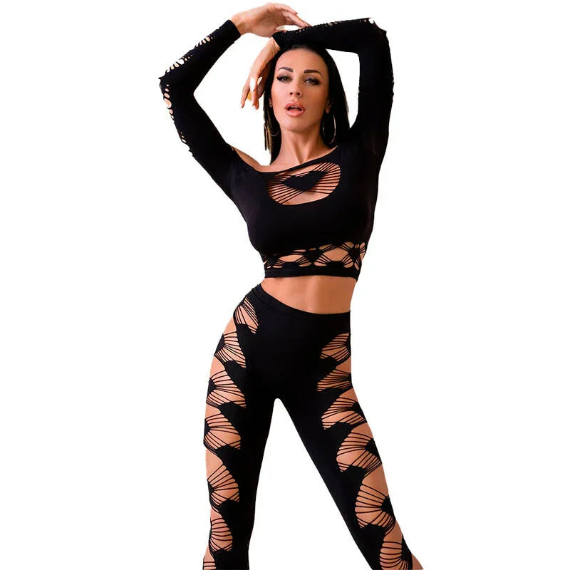 CHILIROSE - CR 4436 TOP & LEGGINS BLACK S/L - Happytoys Sexshop: online sex shop for Feeling Happy & Easy 😊 - Discreet geleverd