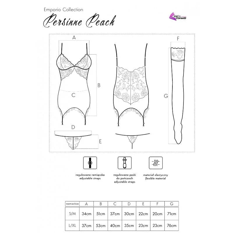 LIVCO CORSETTI FASHION - PERSINNE PEACH SET CORSET + PANTY + STOCKINGS - Happytoys Sexshop: online sex shop for Feeling Happy & Easy 😊 - Discreet geleverd
