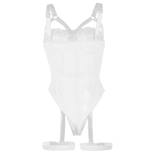 SUBBLIME - TEDDY WITH GARTER STRAP DETAIL CHEST WHITE S/M - Happytoys Sexshop: online sex shop for Feeling Happy & Easy 😊 - Discreet geleverd