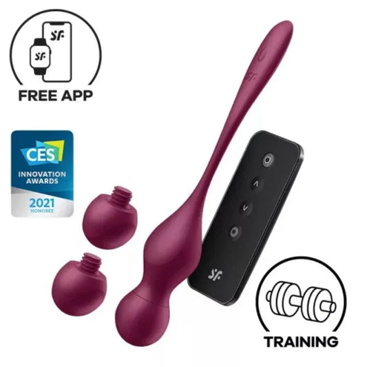SATISFYER - LOVE BIRDS VARY VIBRATING BALLS FREE APP WINE RED - Happytoys Sexshop: online sex shop for Feeling Happy & Easy 😊 - Discreet geleverd