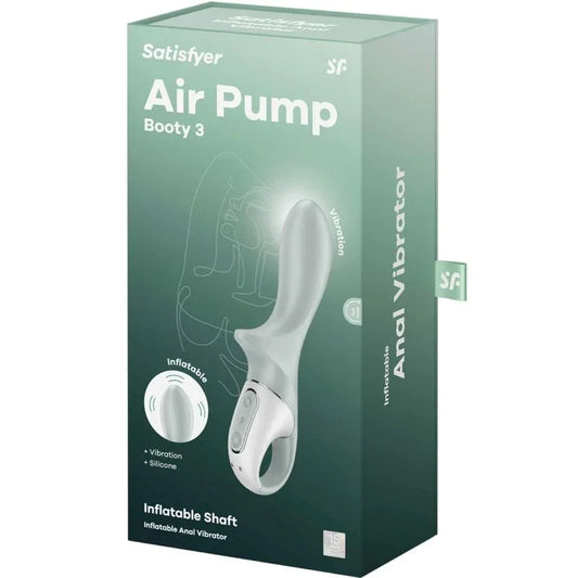 SATISFYER - AIR PUMP BOOTY 3 INFLATABLE ANAL VIBRATOR GREYGREEN - Happytoys Sexshop: online sex shop for Feeling Happy & Easy 😊 - Discreet geleverd