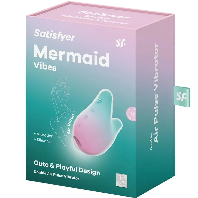 SATISFYER - MERMAID VIBES STIMULATOR & VIBRATOR MINT AND PINK - Happytoys Sexshop: online sex shop for Feeling Happy & Easy 😊 - Discreet geleverd