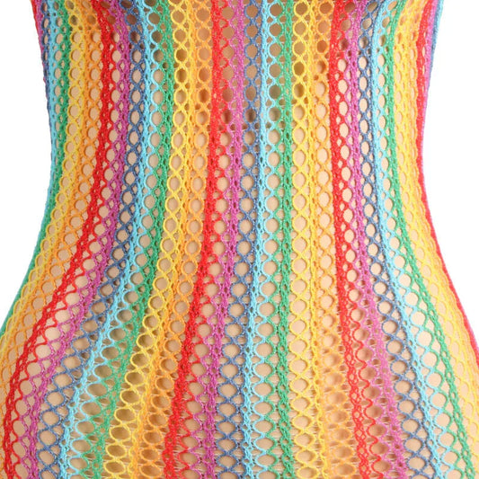 SUBBLIME - 952341 RAINBOW FISHNET DRESS ONE SIZE - Happytoys Sexshop: online sex shop for Feeling Happy & Easy 😊 - Discreet geleverd