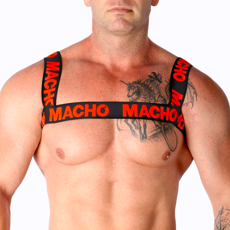 MACHO - DOUBLE RED HARNESS - Happytoys Sexshop: online sex shop for Feeling Happy & Easy 😊 - Discreet geleverd