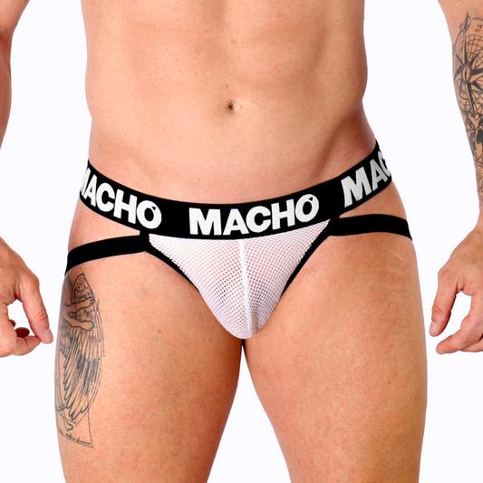 MACHO - MX26X1 JOCK GRID WHITE S - Happytoys Sexshop: online sex shop for Feeling Happy & Easy π - Discreet geleverd