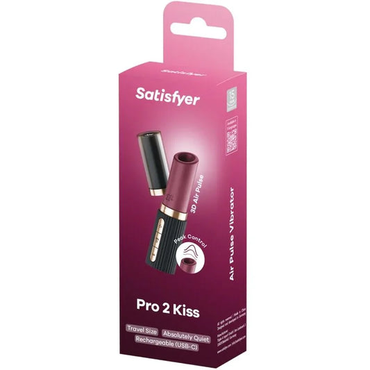 SATISFYER - PRO 2 KISS WAVE CLITORIS STIMULATOR GARNET / BLACK - Happytoys Sexshop: online sex shop for Feeling Happy & Easy đ - Discreet geleverd