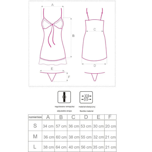 LIVCO CORSETTI FASHION - HYEONA 1710 BABYDOLL + THONG ROSE S - Happytoys Sexshop: online sex shop for Feeling Happy & Easy 😊 - Discreet geleverd