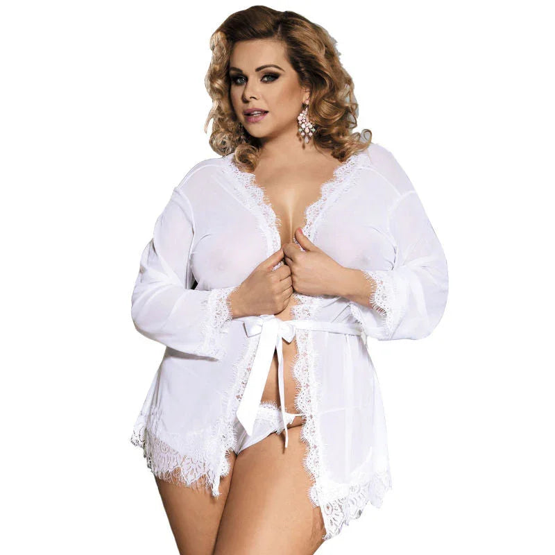 SUBBLIME - QUEEN PLUS WHITE BABYDOLL WITH FRINGE - Happytoys Sexshop: online sex shop for Feeling Happy & Easy 😊 - Discreet geleverd