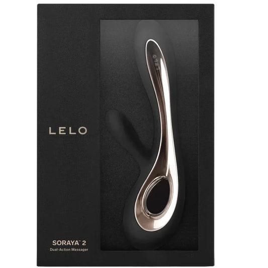 LELO - SORAYA 2 BLACK RABBIT VIBRATOR - Happytoys Sexshop: online sex shop for Feeling Happy & Easy 😊 - Discreet geleverd