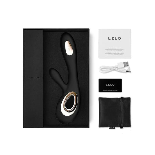 LELO - SORAYA WAVE VIBRATOR RABBIT BLACK - Happytoys Sexshop: online sex shop for Feeling Happy & Easy 😊 - Discreet geleverd