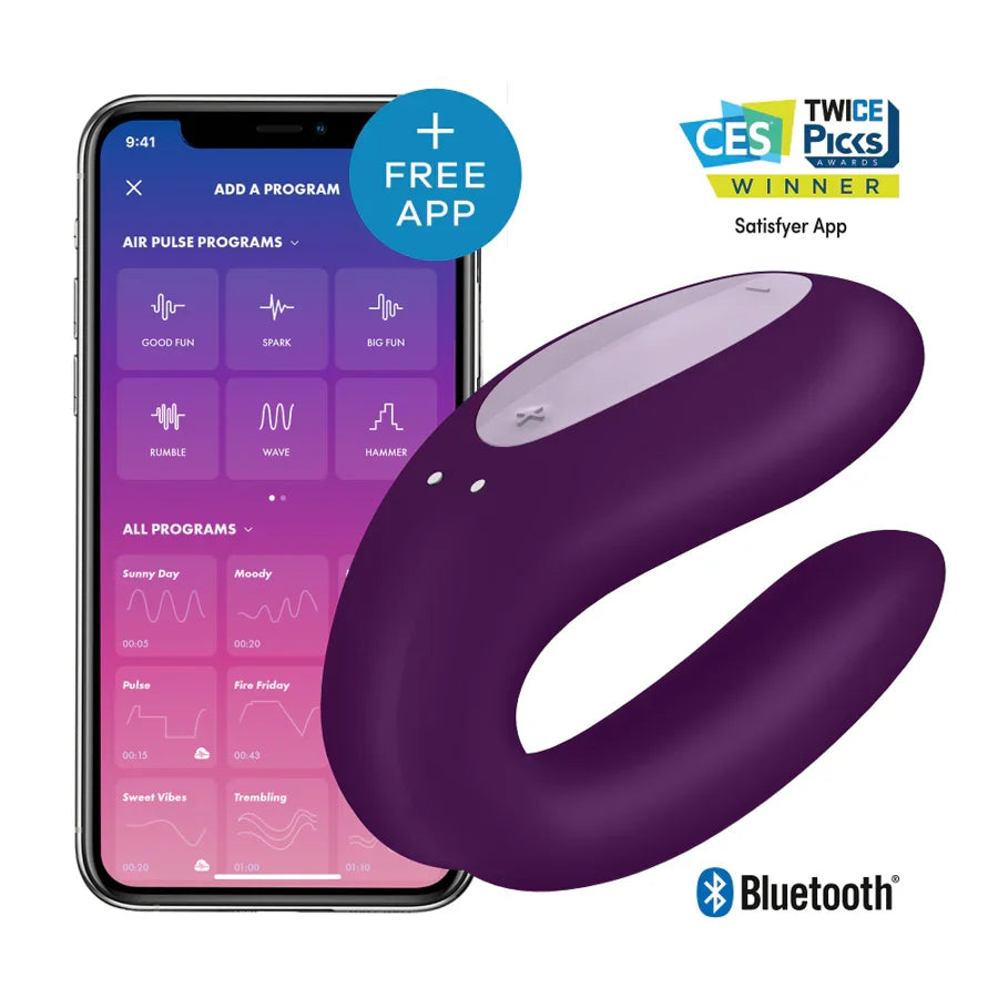 SATISFYER - DOUBLE JOY CON APP BLACK - Happytoys Sexshop: online sex shop for Feeling Happy & Easy π - Discreet geleverd