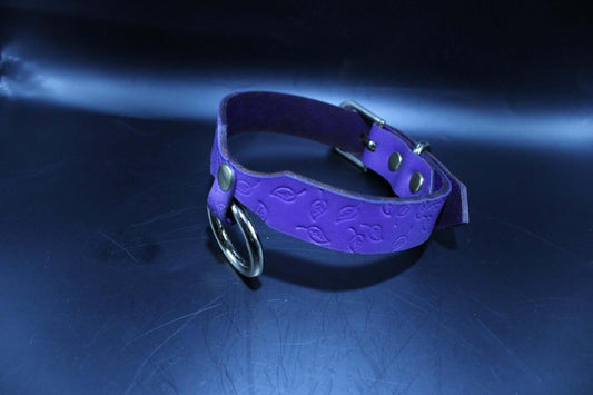 Choker Collar Elegant Purple Leaf O-Ring BDSM Slave Collar - Happytoys Sexshop: online sex shop for Feeling Happy & Easy 😊 - Discreet geleverd