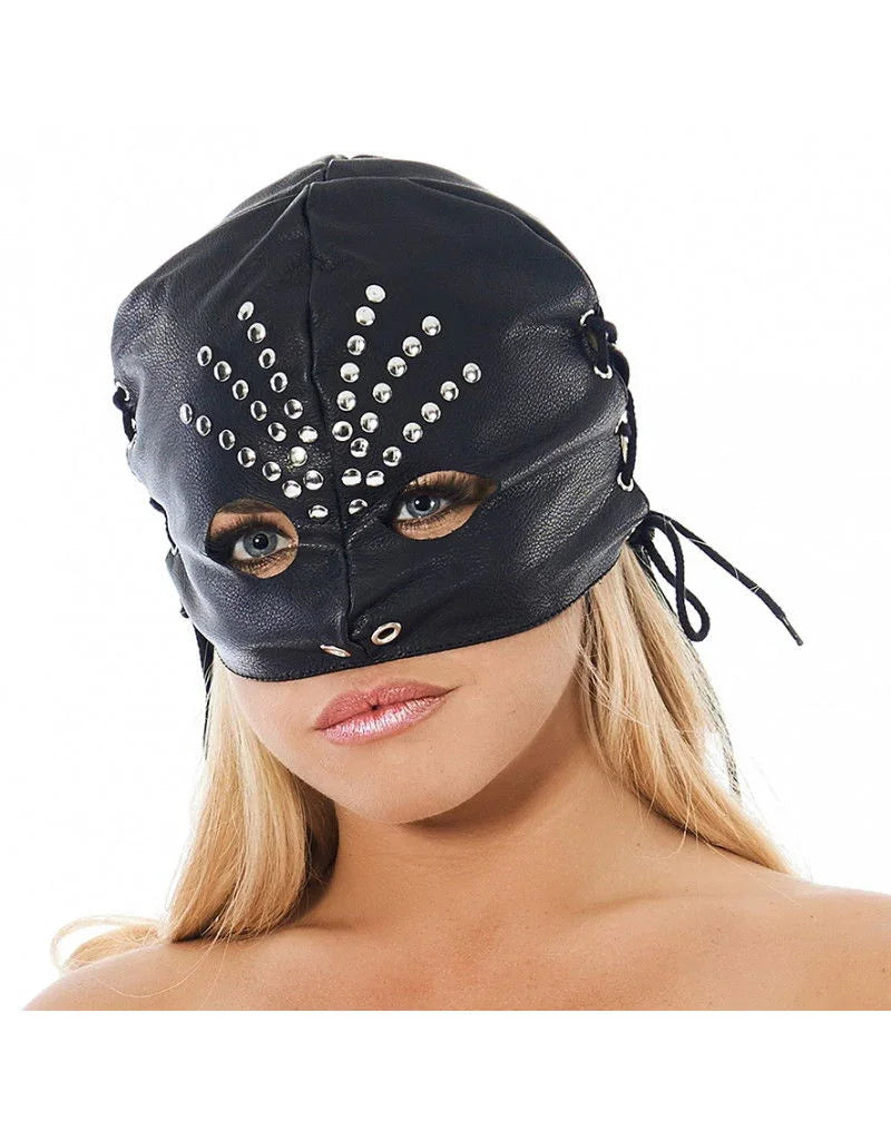 Rimba - Masker met ronde ooggaten, versierd met nieten - Happytoys Sexshop: Toys for Feeling Happy & Easy π - Discreet geleverd