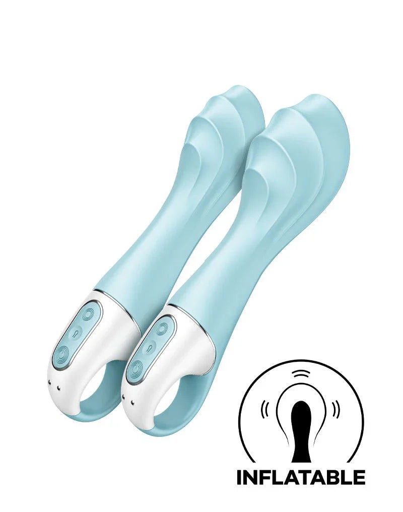 Satisfyer - Air Pump Vibrator 5+ - Opblaasbare G-Spot Vibrator (met App Control) - Blauw - Happytoys Sexshop: Toys for Feeling Happy & Easy π - Discreet geleverd