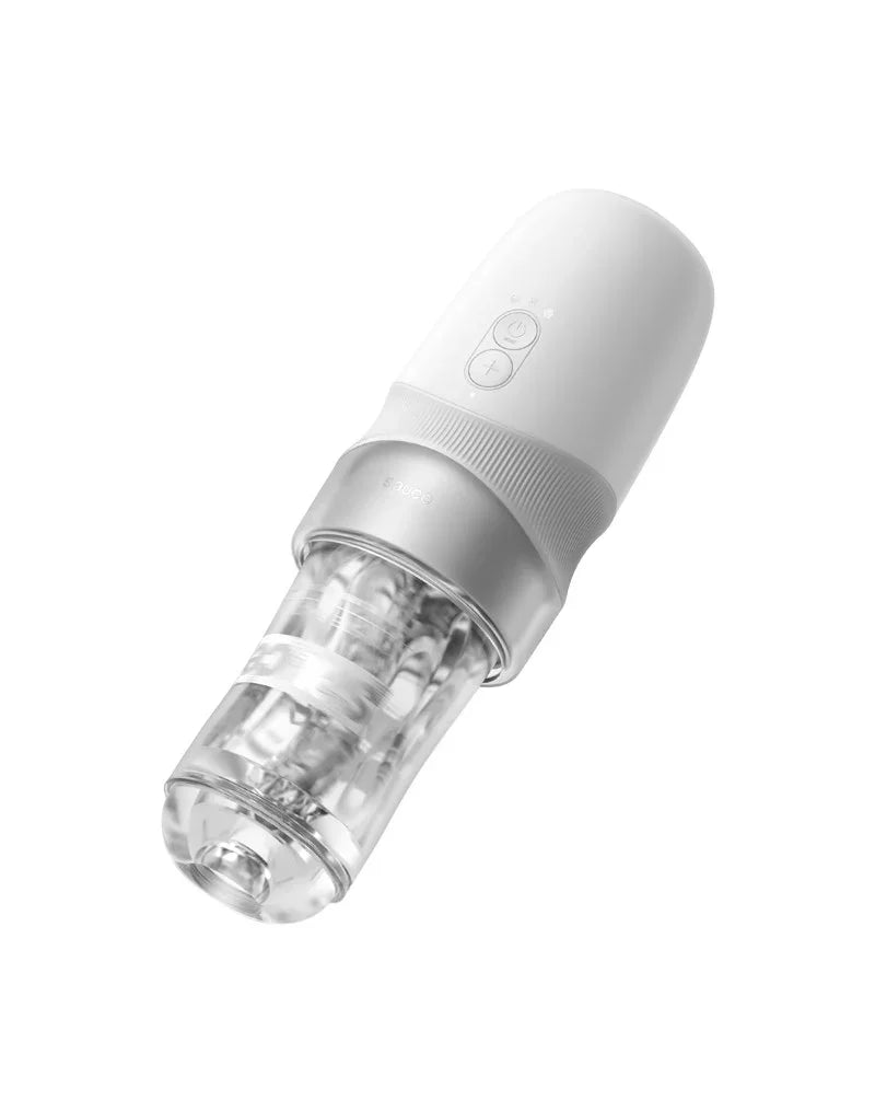 Sauce - Extra Sauce - Elektronische Masturbator met Witte Sauce Sleeve - Wit - Happytoys Sexshop: Toys for Feeling Happy & Easy 😊 - Discreet geleverd