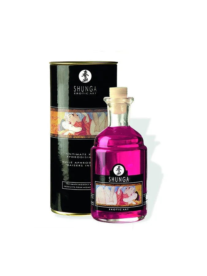 Shunga - Intimate Kisses Warming Oil - Strawberry Wine 100 ml. - Happytoys Sexshop: Toys for Feeling Happy & Easy 😊 - Discreet geleverd