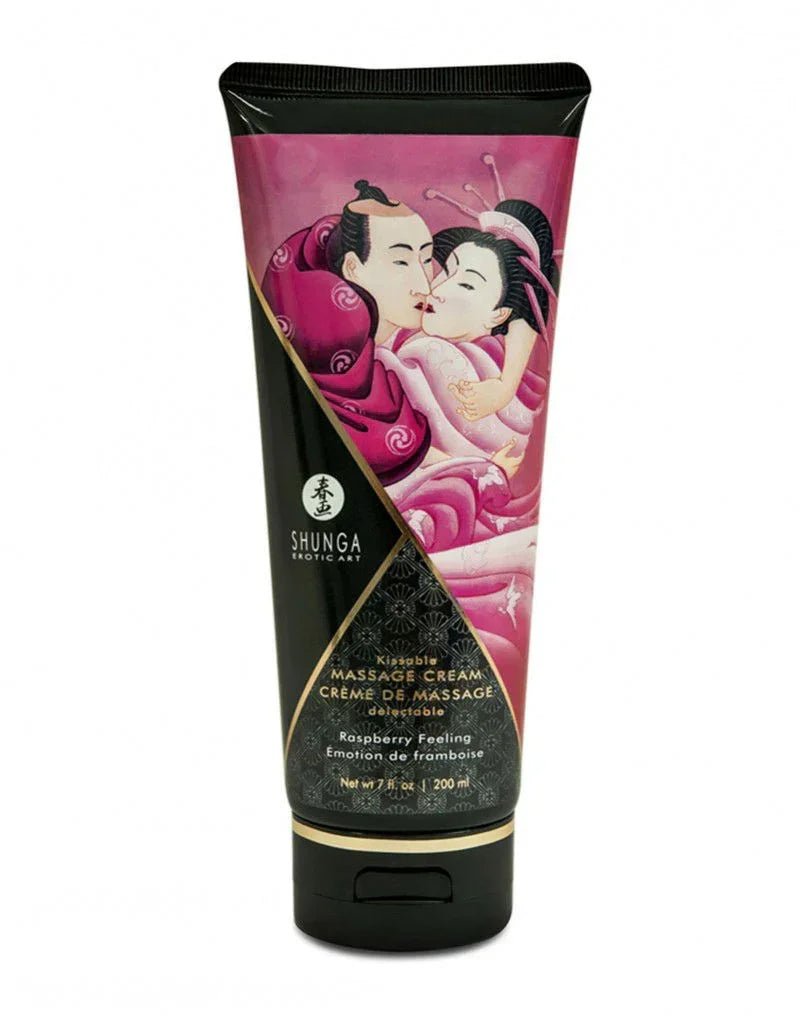 Shunga - Eetbare Massage Crème - Raspberry Feeling - 200 ml - Happytoys Sexshop: online sex shop for Feeling Happy & Easy 😊 - Discreet geleverd