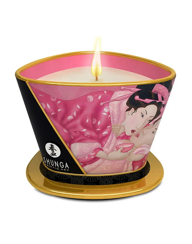 Massage candle - Aphrodisia Rose - 170 ml by Shunga - Happytoys Sexshop: online sex shop for Feeling Happy & Easy 😊 - Discreet geleverd