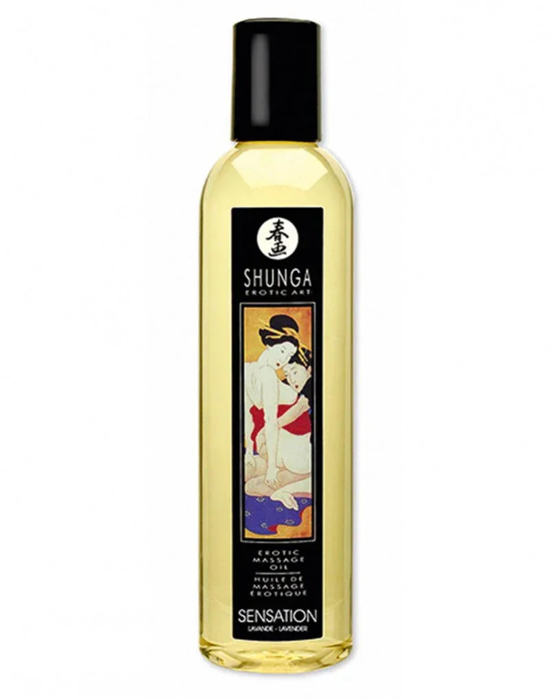 Shunga - Massage olie - Sensation Lavender 250 ml. - Happytoys Sexshop: online sex shop for Feeling Happy & Easy 😊 - Discreet geleverd